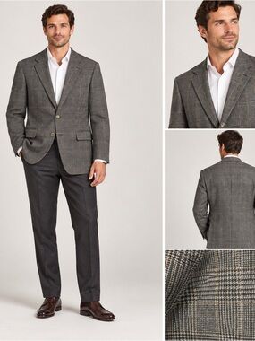 Brooks Brothers 100% Camelhair Sport Coat Blazer Jacket 45 LG‎ Gray Plaid USA